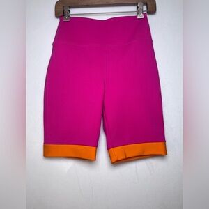 Staud NEW Vibrant Pink and Orange Women's Stretch Shorts Size Small